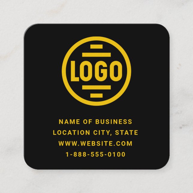 Modern Black Custom Logo and QR Code Square Busine Fyrkantigt Visitkort (Framsida)