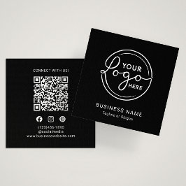 Modern Black Custom Logo QR Code Fyrkantigt Visitkort