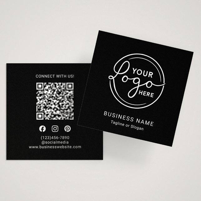 Modern Black Custom Logo QR Code Fyrkantigt Visitkort (Skapare uppladdad)