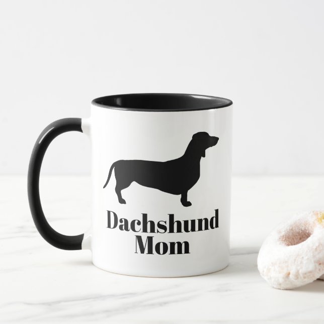 Modern Black Dachshund Silhouette Dachshund Mamma Mugg (Med munk)
