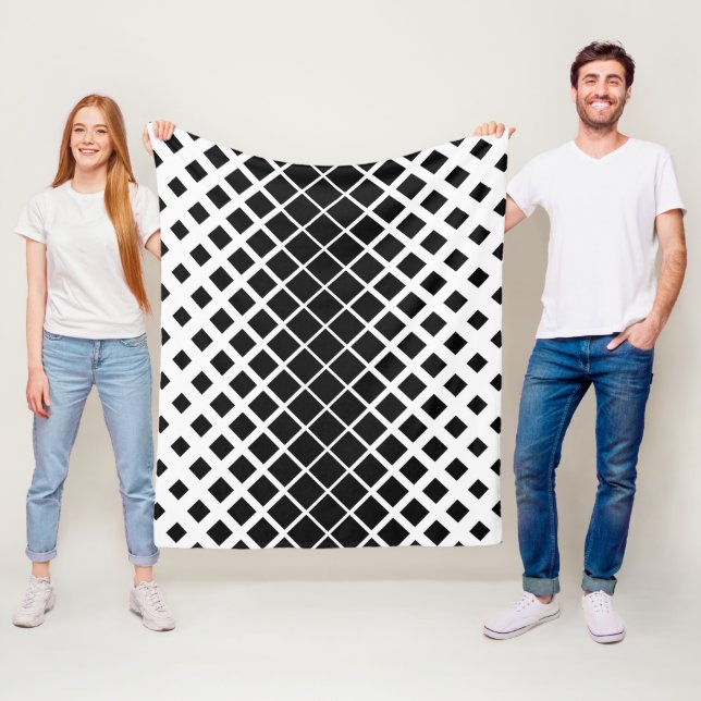 Modern Black Dissolving Square Block Mönster Fleecefilt (På plats)