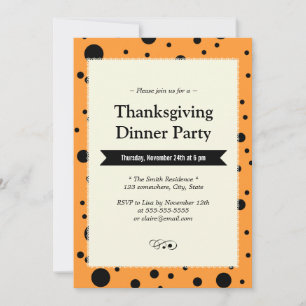 Modern Black Dots Golden Thanksgiving-inbjudan Inbjudningar