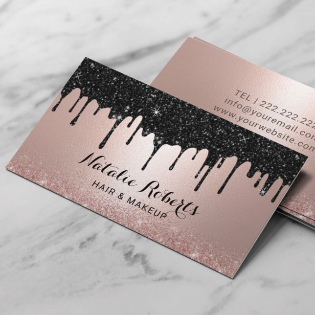 Modern Black Dricks Ro Guld Makeup Hair Salon Visitkort (Skapare uppladdad)