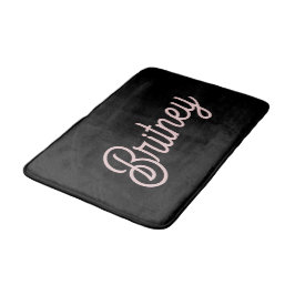 Modern Black  Dusty Rosa Monogram och Namn Badrumsmatta