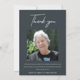 MODERN BLACK ELEGANT FOTO SYMPATHY MEMORIAL TACK KORT