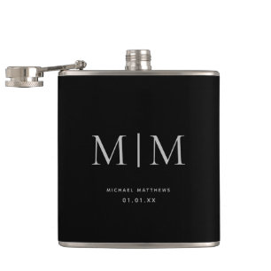 Modern Black Elegant Monogrammed Initial Namn Fickplunta