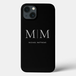 Modern Black Elegant Personlig Monogram Namn