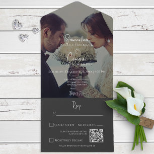 Modern Black Elegant Photo QR-kod
