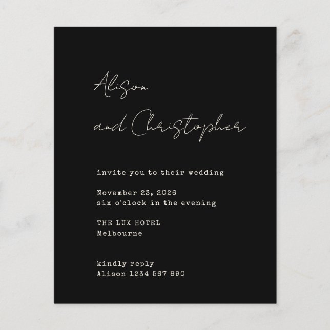 Modern Black Elegant Script Wedding Invitation (Framsida)