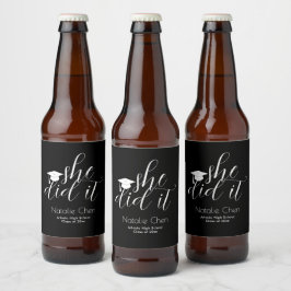 Modern Black Elegant Typsnitt Studenten Ölflaska Etikett