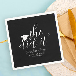 Modern Black Elegant Typsnitt Studenten Pappersservett