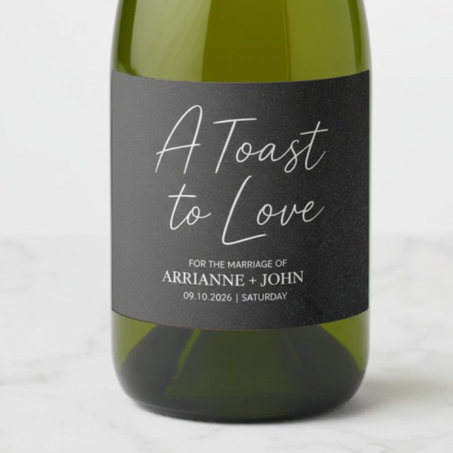 Modern Black Elegant Wedding Sparkling Wine Label (Skapare uppladdad)