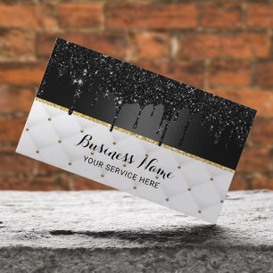 Modern Black Faux Glitter driver Luxury Salon Spa Visitkort