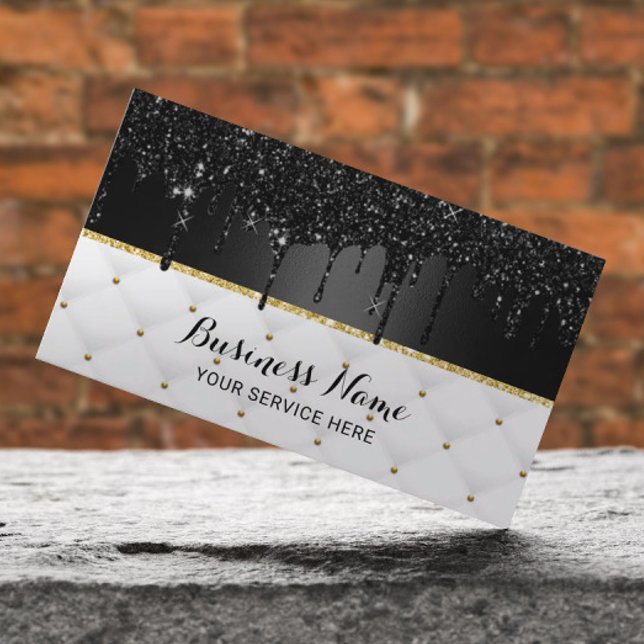 Modern Black Faux Glitter driver Luxury Salon Spa Visitkort (Skapare uppladdad)