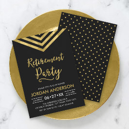 Modern Black Faux Guld Chevron Pension Party Inbjudningar