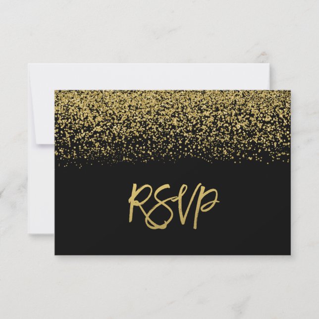 Modern Black Faux Guld Glitter OSA (Framsida)