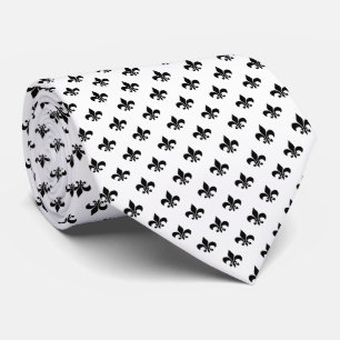 Modern Black Fleur-de-lis on White Slips