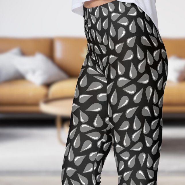Modern Black Flick Mönster Leggings (Modern Black Flick Pattern Leggings)