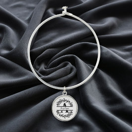 Modern Black Floral Wreath Split Monogram "A"