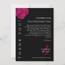 Modern Black Fuchsia White-Bröllop Tack- Inbjudningar
