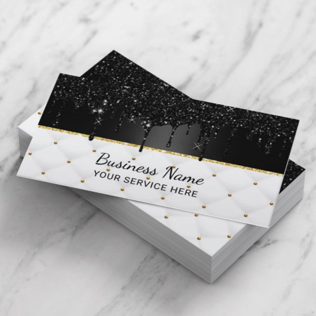 Modern Black Galaxy Glitter Dricks Luxury Salon Sp Visitkort (Skapare uppladdad)