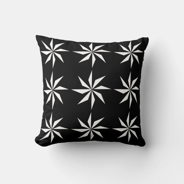 Modern Black Geometric Blommönster Dekorativ kudde (Framsida)