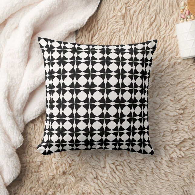Modern Black Geometric Mönster Pillow Kudde (Filt)