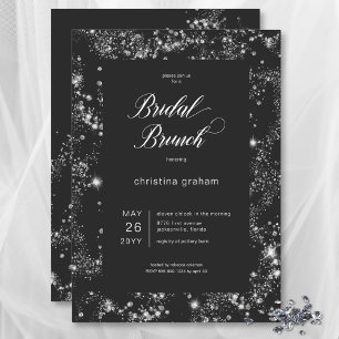 Modern Black Glam Diamond Ram Möhippa Brunch Inbjudningar