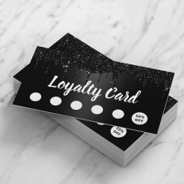Modern Black Glitter Drives Salon & Spa Loyalty Lojalitetskort