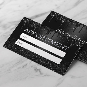 Modern Black Glitter Drives Salon & Spa Möte Tidsbeställning Kort