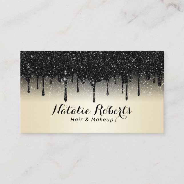 Modern Black Glitter-drivrutiner Pearl Beauty Salo Visitkort (Framsida)