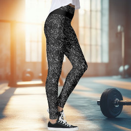 Modern Black Glitter Gnistra Leggings
