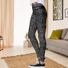 Modern Black Glitter-Gnistra, med eget namn Leggings