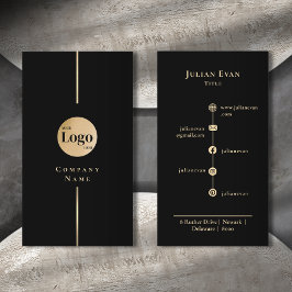Modern Black Glitter Guld Luxe Company Logotyp Visitkort
