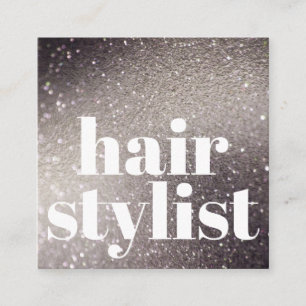 Modern Black Glitter Iridescent Hair Stylist Fyrkantigt Visitkort