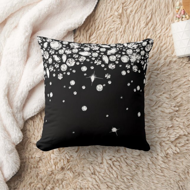 Modern Black Glitter Pillow Kudde (Filt)