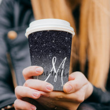 Modern Black Glitter Sparkles Personlig Namn