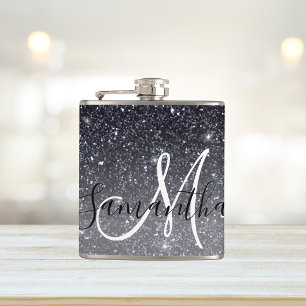 Modern Black Glitter Sparkles Personlig Namn Fickplunta