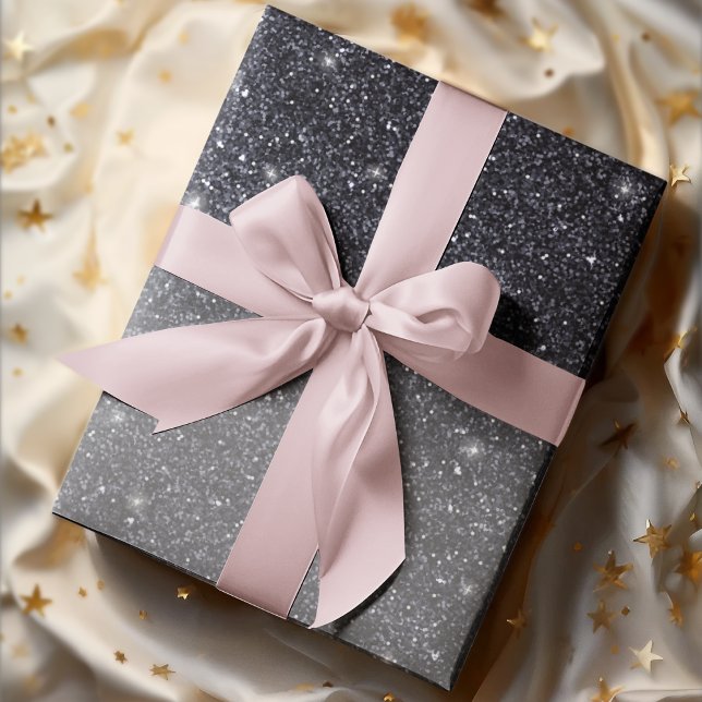 Modern Black Glitter Sparkles Personlig Namn Presentpapper (Skapare uppladdad)