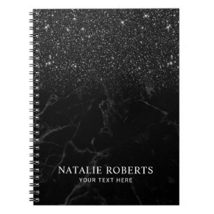 Modern Black Glitter, Trendig Marble Anteckningsbok