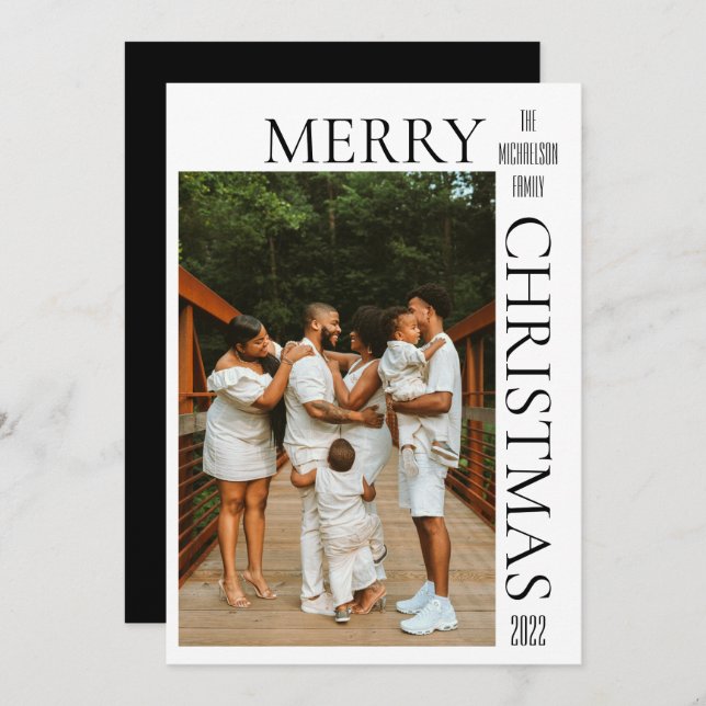 Modern Black God jul Photo Helgdag Card Julkort (Fram/baksida)