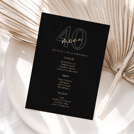 Modern Black Gold 40-årsfirande Meny Kort