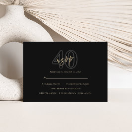 Modern Black Gold 40-årsfirande RSVP-kort OSA Kort