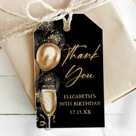 Modern Black & Gold Birthday Party Favor Thank you Presentetikett