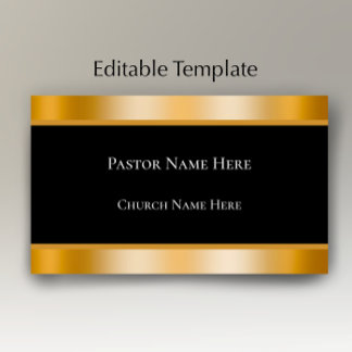 Modern Black & Gold Custom Text Church Pastor  Visitkort