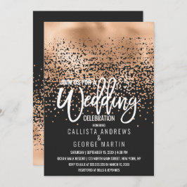 Modern Black Gold Foil Confetti Ombre Bröllop Inbjudningar