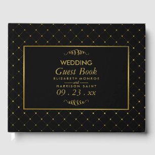 Modern Black & Gold Foil Effect Bröllop Gästböcker