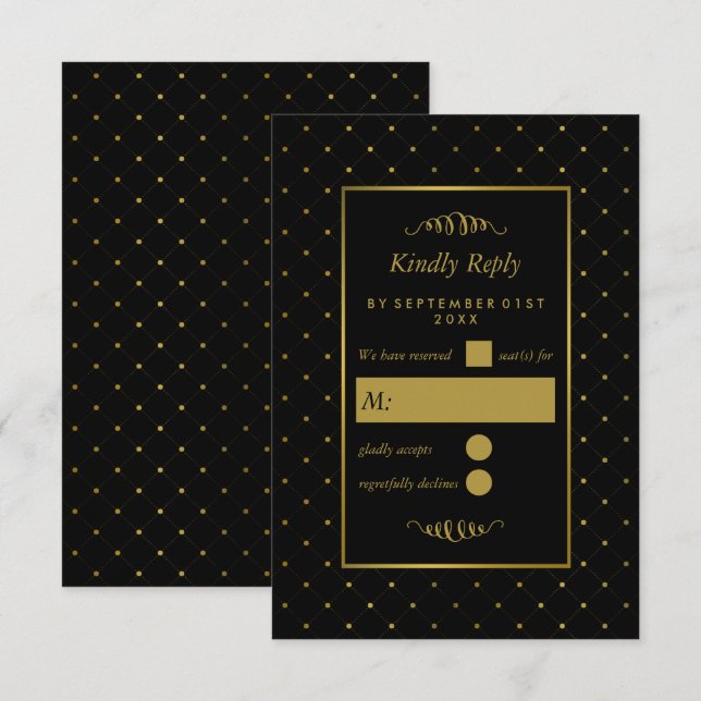Modern Black & Gold Foil Effect Bröllop OSA Kort (Fram/baksida)