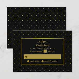 Modern Black & Gold Foil Effect Bröllop OSA Kort