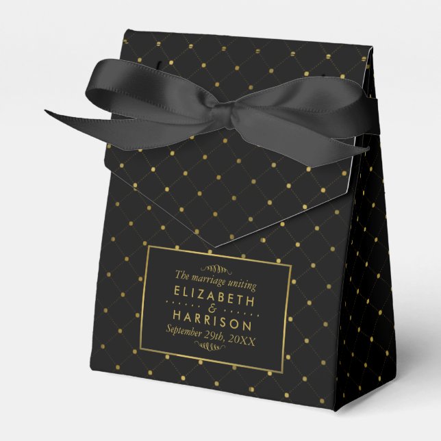 Modern Black & Gold Foil Effect Bröllop Presentaskar (Framsidan Sidan)